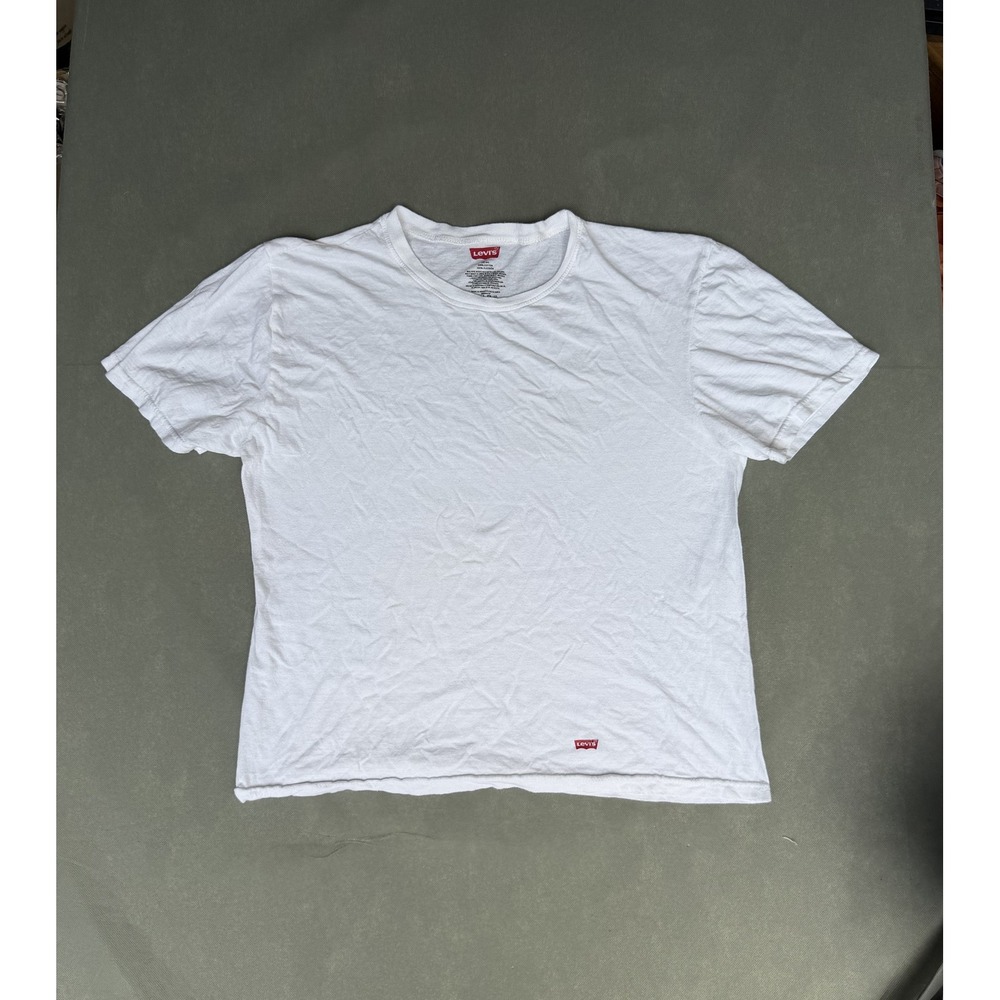 Levis Mens White Cotton Short Sleeve Crewneck Logo T-Shirt Size L 42-44